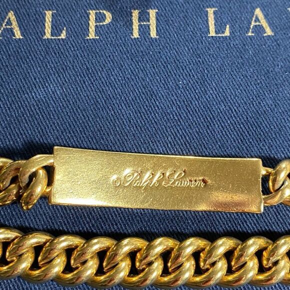 Ralph Lauren Collection * Brass Curb Link ID Tag Triple Wrap Necklace/Bracelet - Picture 16 of 16